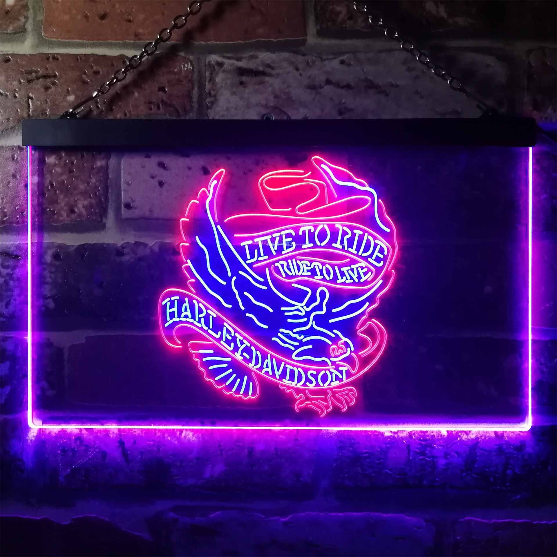 Harley Davidson Live to Ride Eagle Dual LED Neon Light Sign